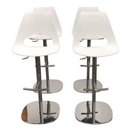 Bontempi Shark Bar White Height Stools - Set of Four. Original Price: $2,708