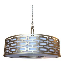 Contemporary Tan and Gold Iron Drum Chandelier
