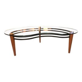 Contemporary Wood, Metal & Glass Cocktail Table