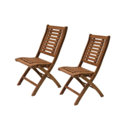 Set of Two Lonnie Eucalyptus Folding Side Chairs by Outdoor Interiors