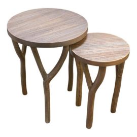 Rustic Tripod Tables - A Pair