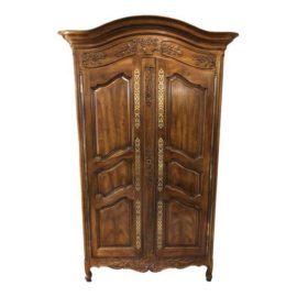 French Country Solid Walnut Armoire