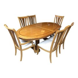 Transitional Stanley Furniture Birds Eye Maple and Walnut Inlay Dining Set - 7 Pieces