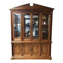 Neoclassical Stanley Furniture Maple and Walnut Display Cabinet