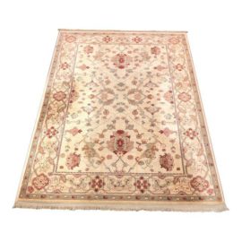 Persian Karastan Mahira Oushak Tan and Red Wool Floor Rug - 4′4″ × 6′4″