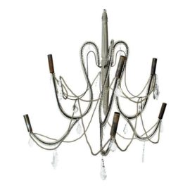 Zinc + Crystal Chandelier From France