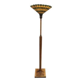 Stickley Torchiere Lamp With Art Glass Shade