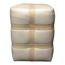 Global Views Ivory Leather Ottoman Pouf