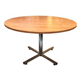 Wood, Laminate + Chrome Round Dining Table