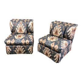 Custom Marge Carson Ikat Print Chairs - A Pair