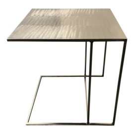 Minotti Rodolfo Dordoni Leger Brushed Plate Metal Side Table. Original Price: $2,400.00