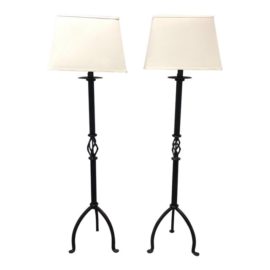 Iron Base Floor Lamps - A Pair