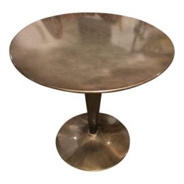 Round Gun Metal Pedestal Cafe Table. Original Price: $1,092