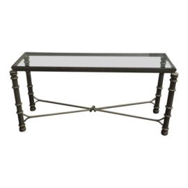 Contemporary Industrial Metal + Glass Console Table