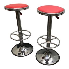 Mid-Century Adjustable Swivel Stools - A Pair