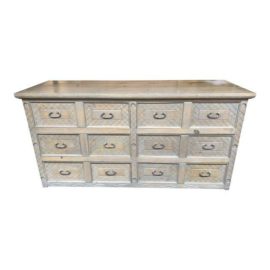 Rustic Style Gray Solid Wood Six Drawer Dresser