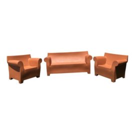 Philippe Stark for Kartell Brick Red Outdoor Bubble Sofa & Chairs - Set of 3. Original Price: $2,800