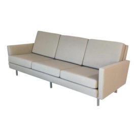 Mid-Century Modern Modernica Taupe Fabric Sofa "Case Study Couch". Original Price: $2,585