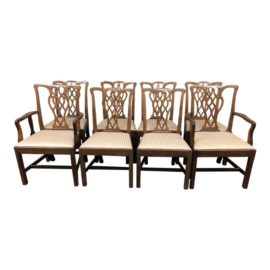 Chippendale Wooden Dining Chairs - Set of 8