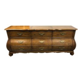 Baker Furniture "Collections Edition" Walnut Nine-Drawer Bombe Bureau