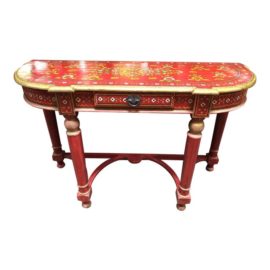 Vintage Asian Red Hand Painted Console Table