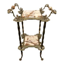 Antique Baroque Marble Accent Table / Plant Pedestal