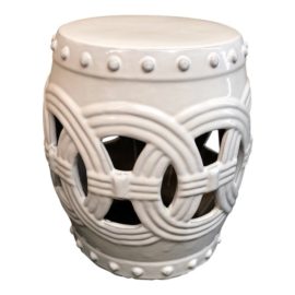 Asian Modern White Ceramic Garden Stool