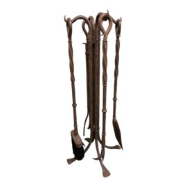 Twisted Bronze Fireplace Tool Set