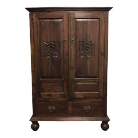 Rustic Style Cherry Wood + Mahogany Finish Cabinet