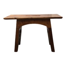 Contemporary Hand-Carved Black Walnut Footstool