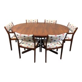 Danish ModernInterform Collection Dining Table + Six Chairs