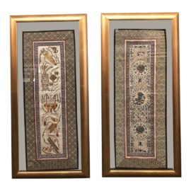 Pair of Vintage Chinese Embroidered Framed Panels