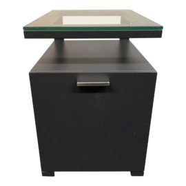 Crate & Barrel Glass Top Pilsen Salt Filing Cabinet