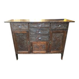 1980s Asian Carved Wooden Sideboard