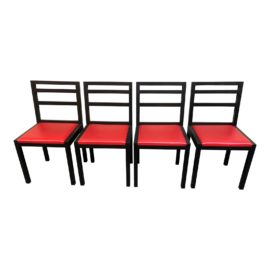Modern Black and Red Dining Chairs - Set of 4