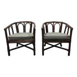 McGuire Bamboo Barrel Chairs - a Pair
