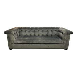 Contemporary Rene Cazares Margo Pewter Velvet Sofa. Original Price: $5,500.00