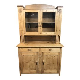 Vintage Style Two-Piece Oak Hutch