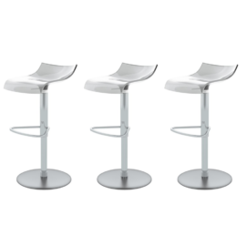 Ligne Roset Transparent Purple Adjustable Pam Stools- Set of Three. Original Price: $1,941.00