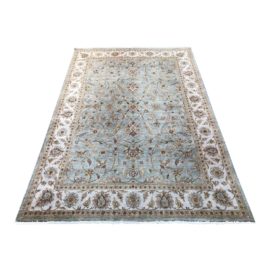 Ethan Allen Aqua and Ivory Persian Style Silk + Wool Rug - 9′4″ × 13′9″. Original Price: $8,700