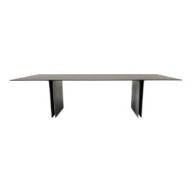 Custom Black Top Steel Pedestal Dining Table