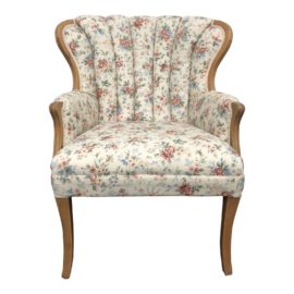 Mid-Century French Style Floral Print Arm Chair