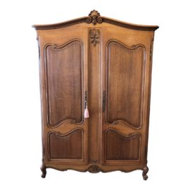 Custom Fitted Carved Oak Armoire