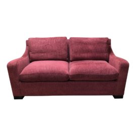 Custom Contemporary Burgundy Chenille Studio Sofa. Original Price: $7,985