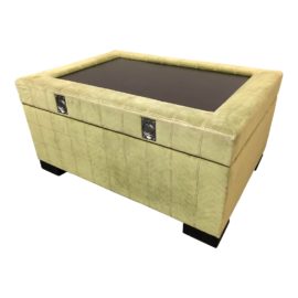 Large Custom Green Velour Storage Ottoman. Original Price: $4,585