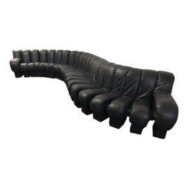 De Sede Ds 600 "Non-Stop" 22 Piece Black Leather Sofa. Original Price: $40,000