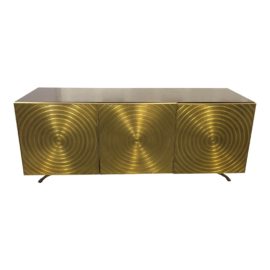 Mr. Brown London Claudio Mid Century Regency Gold Vented Media Cabinet. Original Price: $4,788