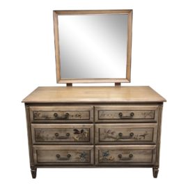 Vintage Handpainted Dresser + Mirror, From Herald Furniture