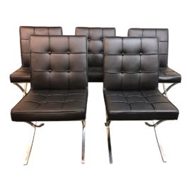 Modern Barcelona Style Armless Lounge Chairs - Set of 5