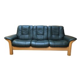 Ekornes Buckingham Deep Green Leather Sofa. Original Price: $4,095